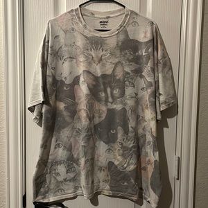 XXL Gildan White Funny Cat Animal T-Shirt